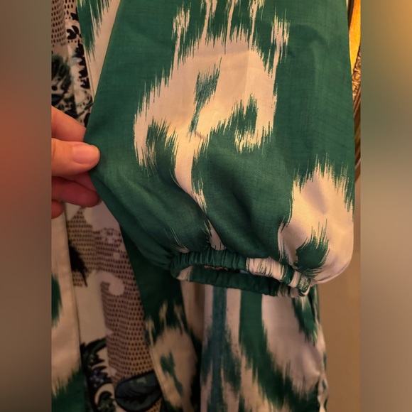 CHICO'S TROPIC EMERALD IKAT FLORAL PRINT REVERSIBLE DUSTER KIMONO TOP - Picture 5 of 7